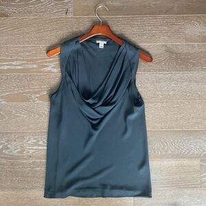 J Crew Scowl Neckline Sleeveless Silk Blouse | Grey | 12